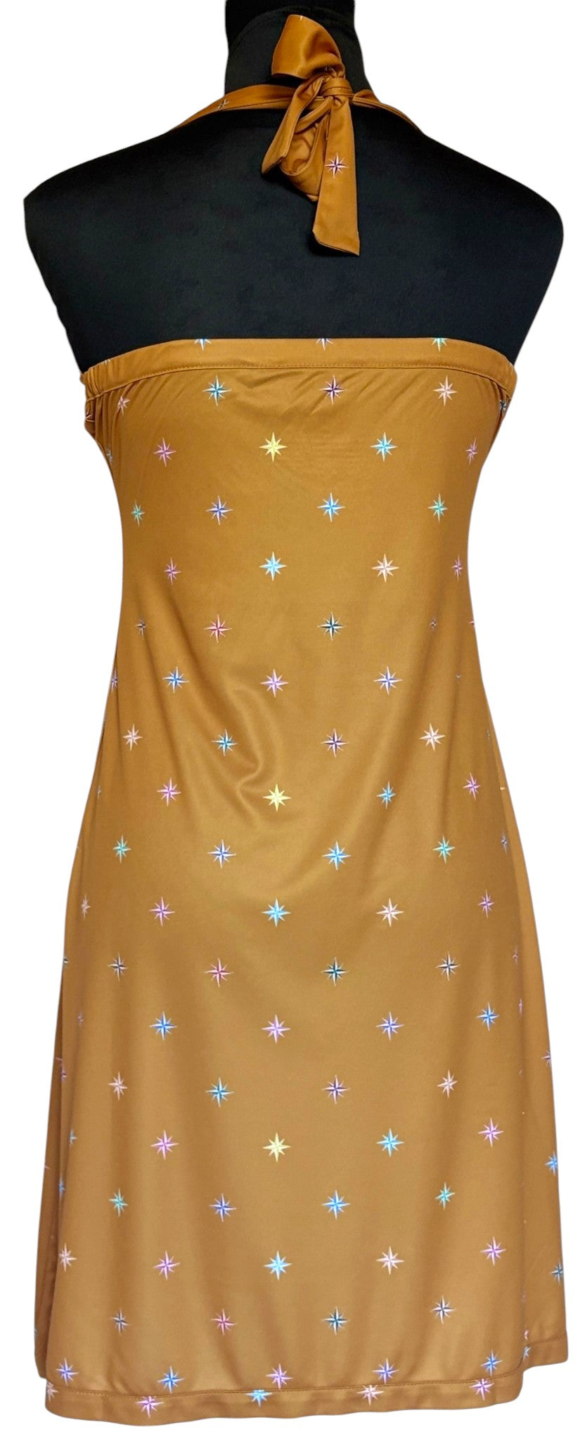 FIDJI - Robe à nouer sans poches - Ocre avec roses des vents - Tenue de Plage