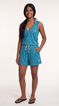 Combishort Capri Plongeant Bleu Gentiane porté, vue face