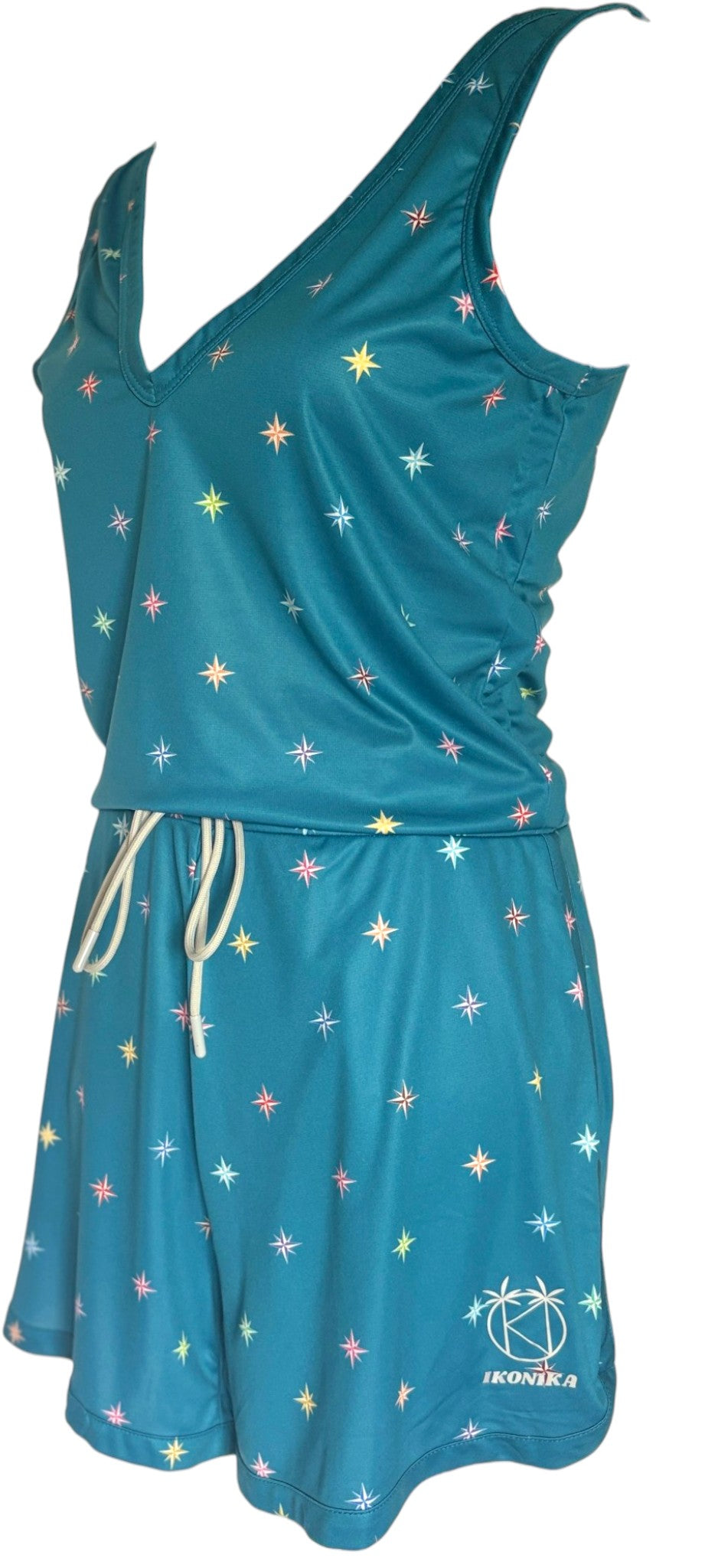 Combishort Capri Plongeant Bleu Gentiane à plat, vue 3/4 gauche