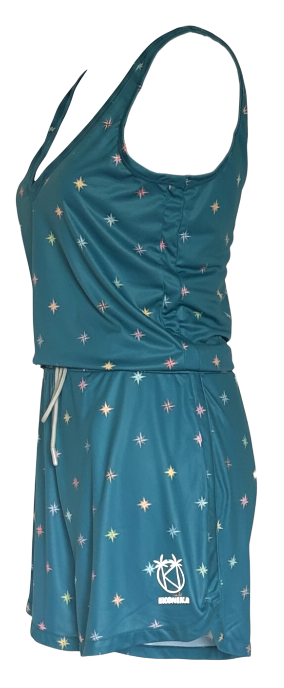 Combishort Capri Plongeant Bleu Gentiane, détail logo