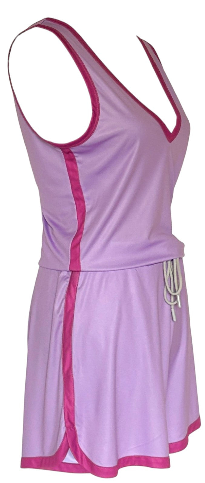 Combishort Capri Plongeant Lilas à plat, vue 3/4 droite