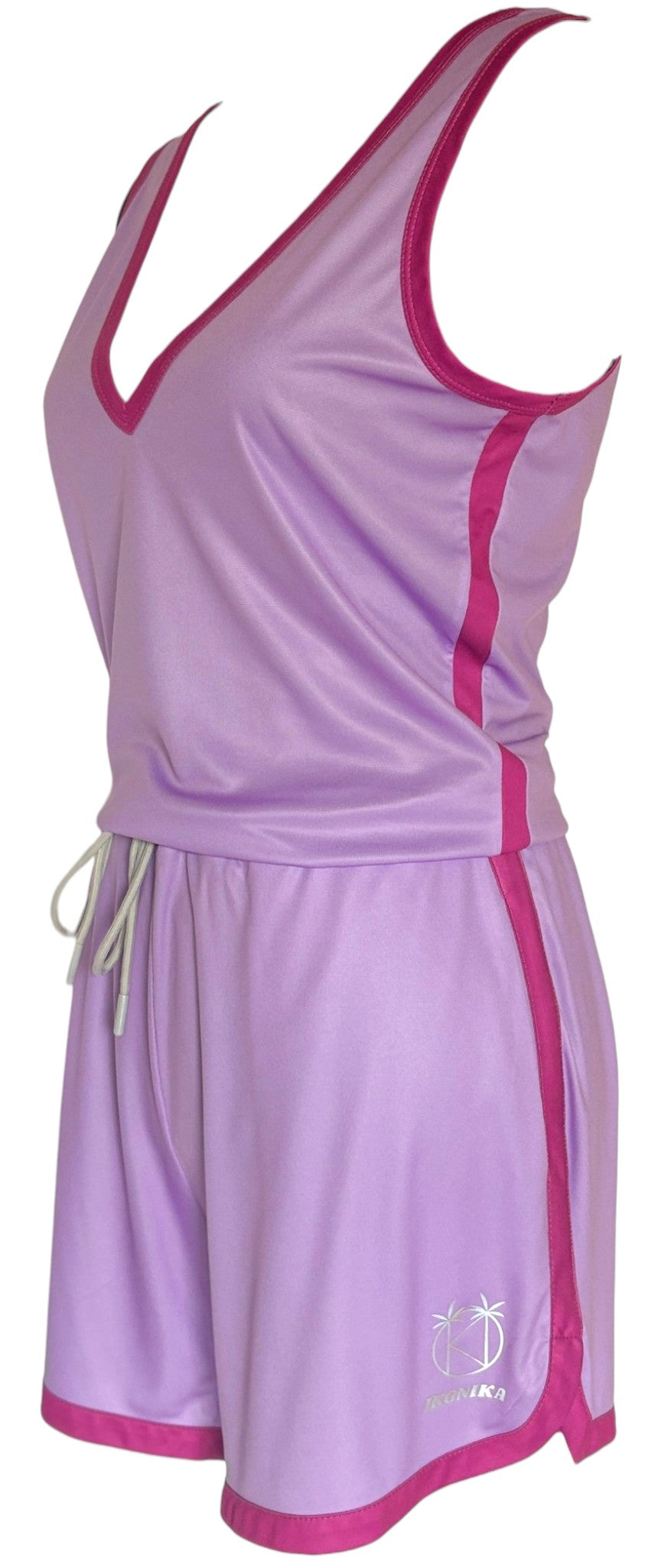 Combishort Capri Plongeant Lilas à plat, vue 3/4 gauche