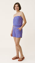 Combishort Ibiza Léopard Orange Fond Bleu porté, vue latérale