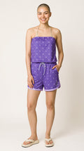 Combishort Ibiza Violet Étoiles porté, vue face