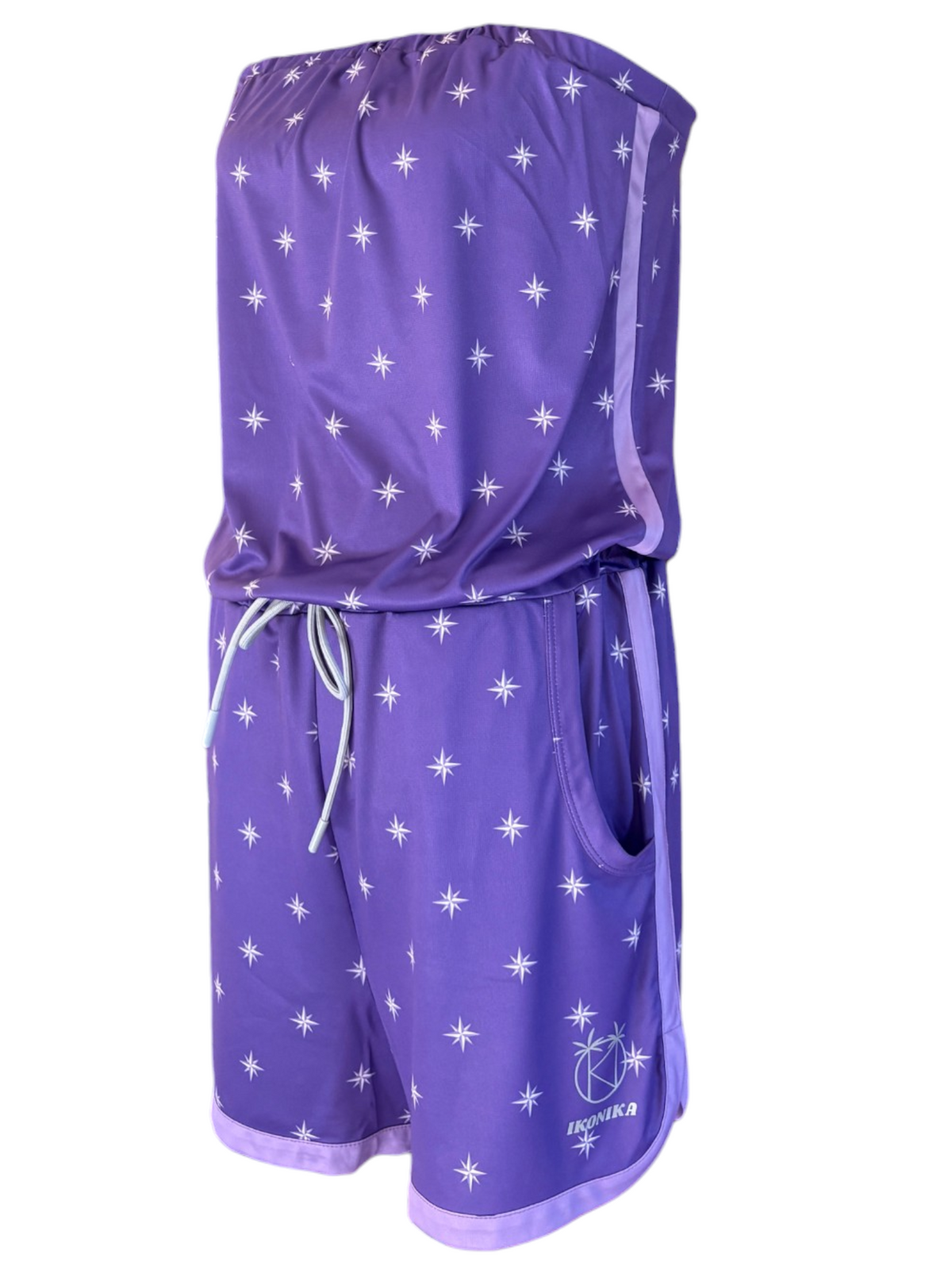 Combishort Ibiza Violet Étoiles à plat, vue 3/4