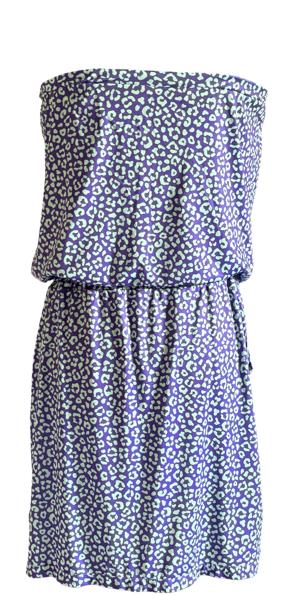 Robe Bali Léopard Bleu Fond Violet à plat, vue dos