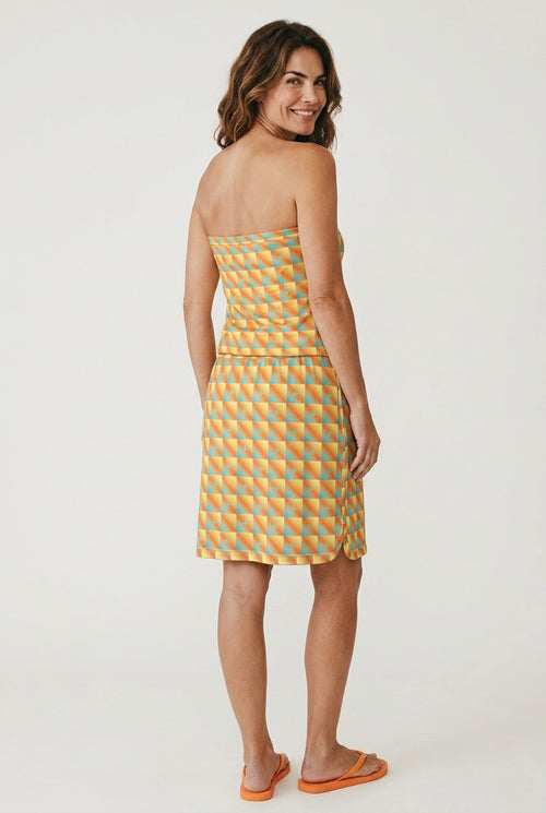 Robe Bali Vert Orange portée, vue dos