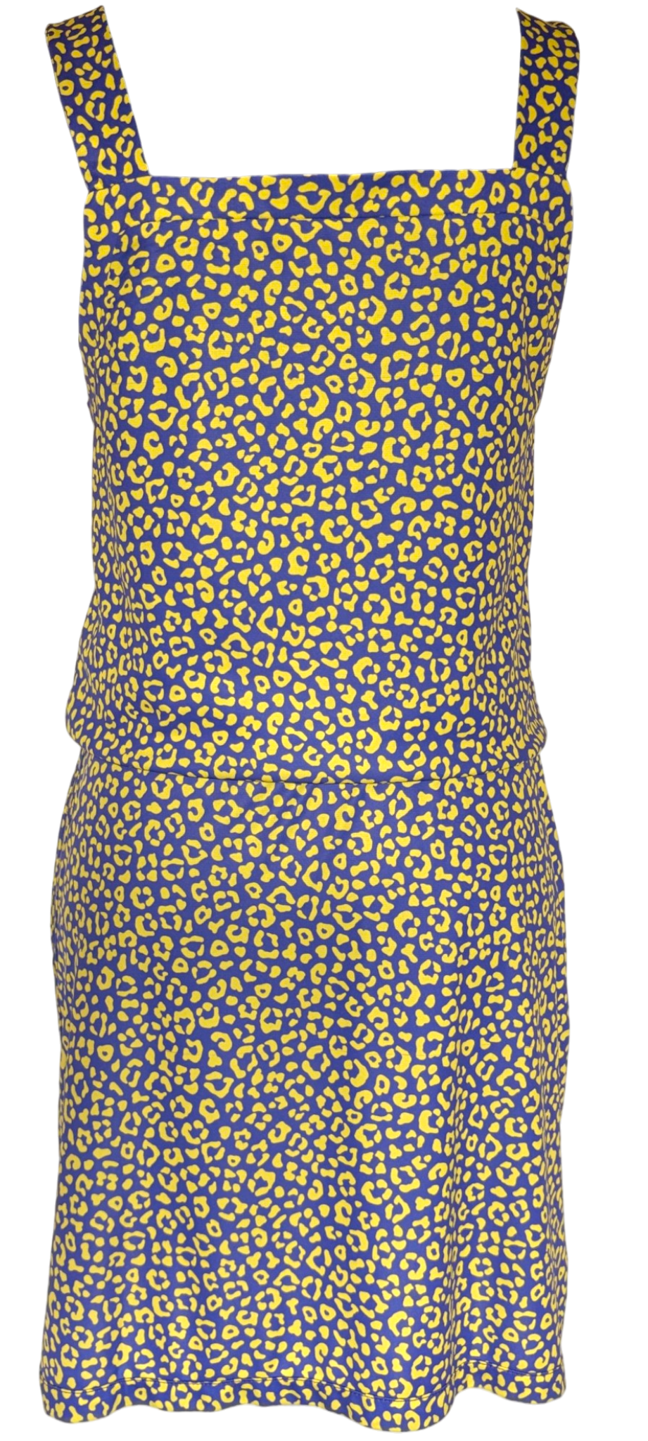 Robe Phuket Léopard Jaune Fond Violet à plat, vue dos