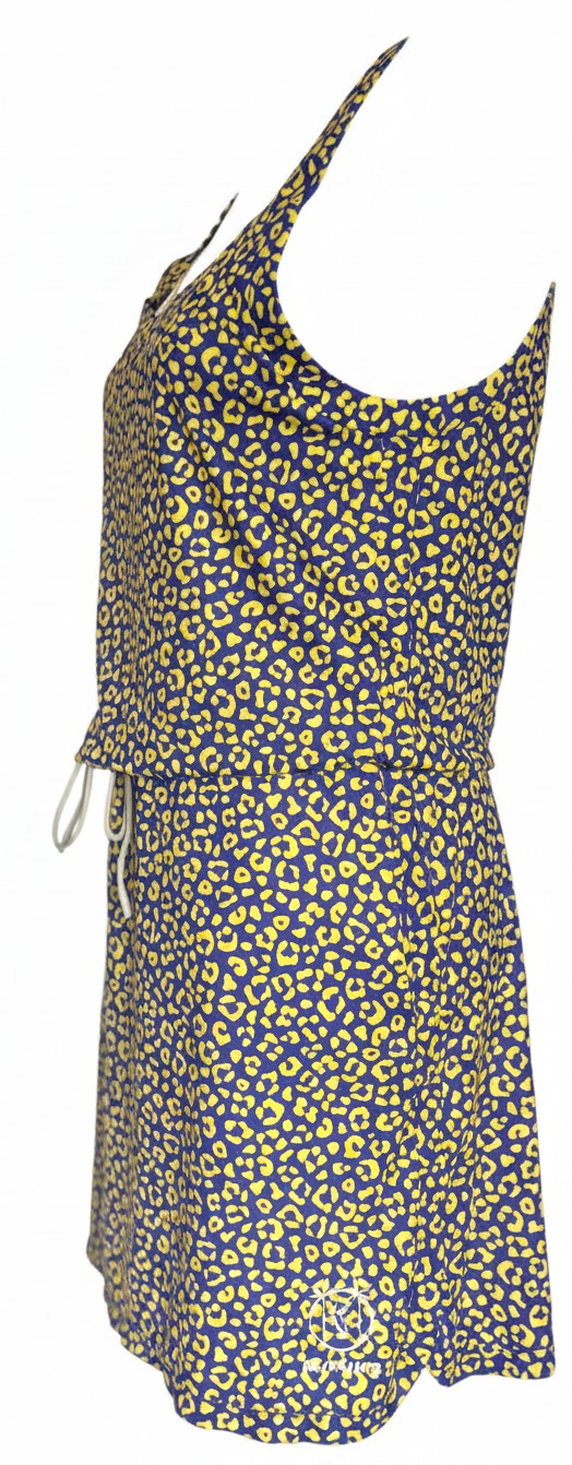 Robe Phuket Léopard Jaune Fond Violet à plat, vue latérale gauche