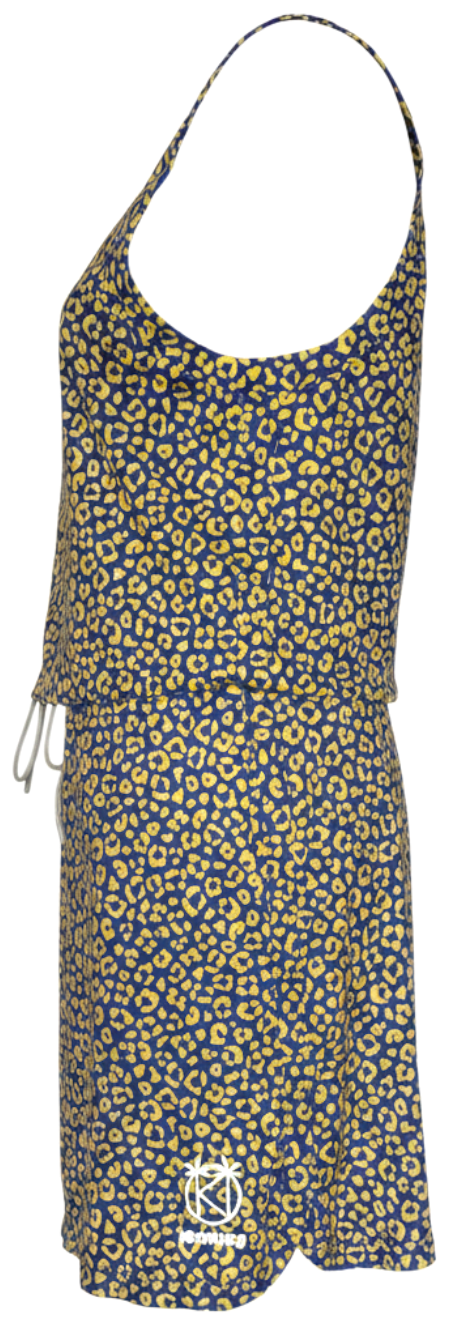 Robe Phuket Léopard Jaune Fond Violet, détail logo