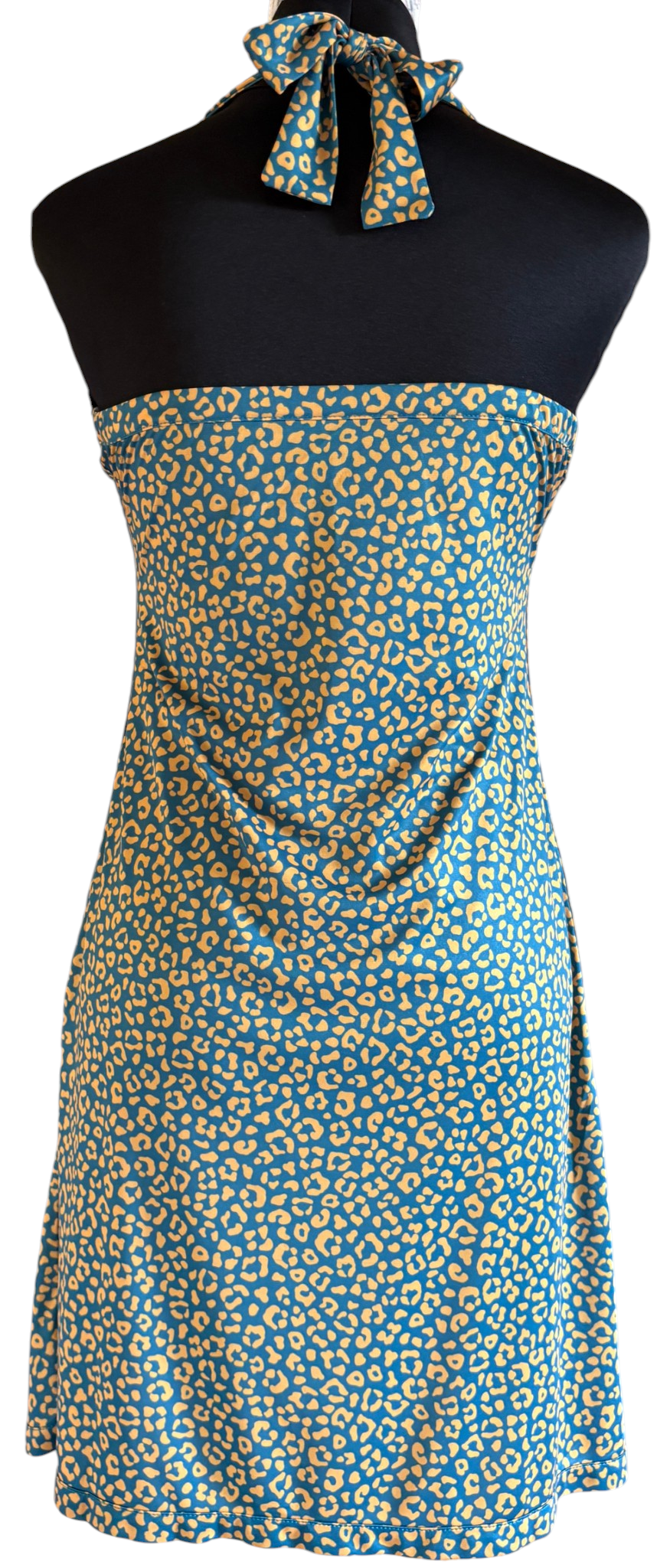 Robe Fidji Léopard Abricot Fond Vert à plat, vue dos
