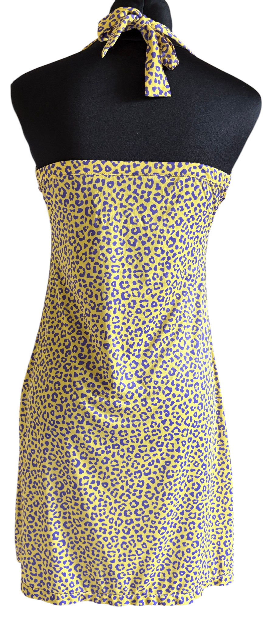 Robe Fidji Léopard Violet Fond Jaune à plat, vue dos